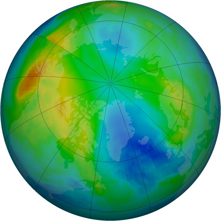 Arctic ozone map for 20 November 1988